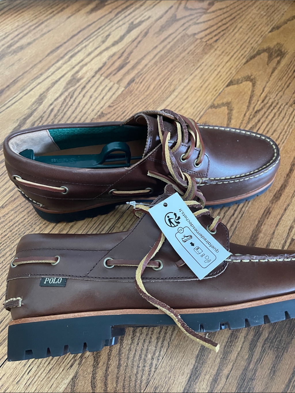 Polo Ralph Lauren Men’s Brown Leather Boat Shoes Size 9.5 Nwt